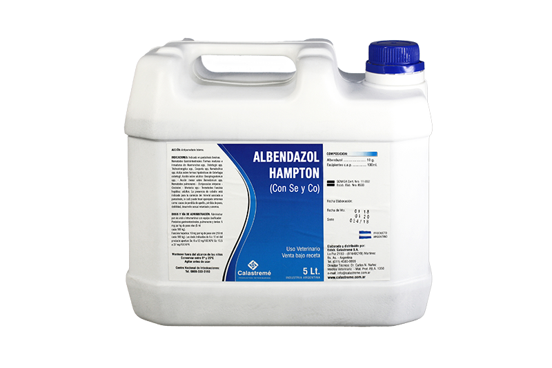 Albendazol Hampton - ANTIPARASITARIO DE AMPLIO ESPECTRO - Laboratorio Calastremé