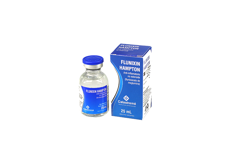 Flunixin Hampton - ANÁLGESICO ANTIINFLAMATORIO NO ESTEROIDE (FLUNIXIN MEGLUMINA) - Equinos, Grandes Animales, Animales de Compañía - Laboratorio Calastremé